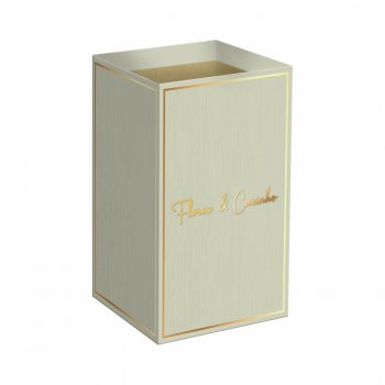 Cachepot Quadrado Fiorella C/Hot Stamping 12cmx12cmx17,5cm 6pcs Verde Bruma/Ouro