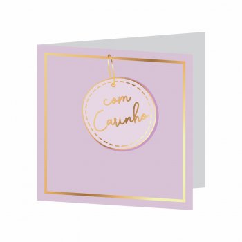 Cartão Felicitá C/Hot Stamping 09cmx09cm 10pçs Lilás Malva