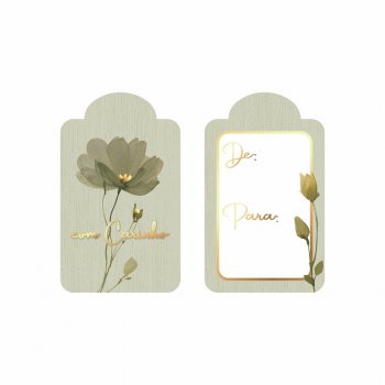 Tag Fiorella C/Hot Stamping 4,5cmx7cm 10pçs Verde Bruma/Ouro