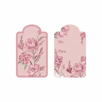 Tag Bella Flora c/ Hot Stamping 4,5cmx7cm 10pçs Rosa Pó