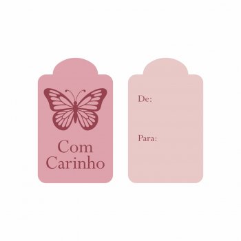Tag Bella Borboleta C/Hot stamping 4,5cmx7cm 10pçs Rosé