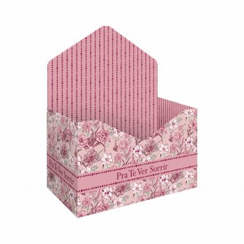 Caixa Envelope Bella Flora c/ Hot Stamping 22cmx12cmx13cm 3pç Rosa Pó/Rosé